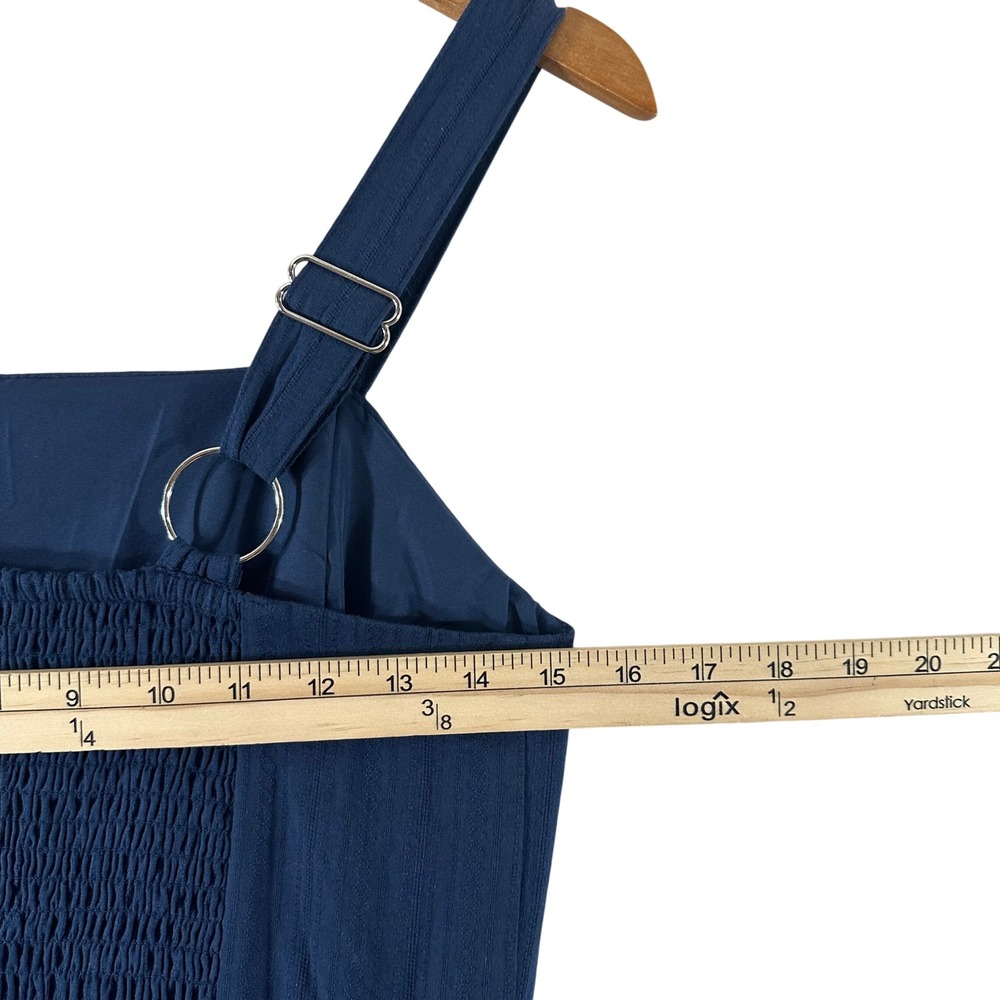 Joie Navy Blue Cotton Dobby Tiered Maxi Dress Womens Size S NWT Smocked Pockets - Picture 9 of 11